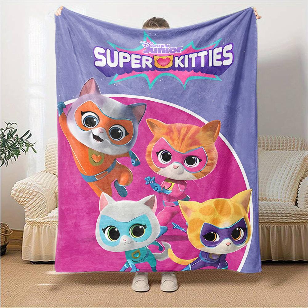 1pc Super Kitties Adventures2 Blanket, Gift, for Men and Women, Soft Blanket, Good for Sofa Bed Couch Travel, Lightweight Flannel Blanket