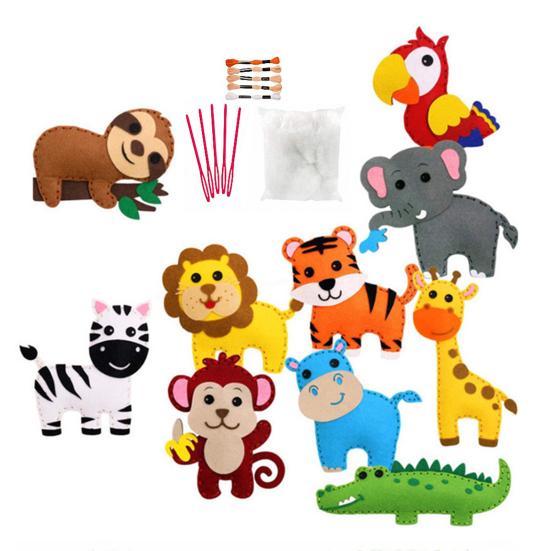 1 комплект, набор детских и швейных игрушек для начинающих, различные мультяшные лесные животные, поделки из фетра своими руками