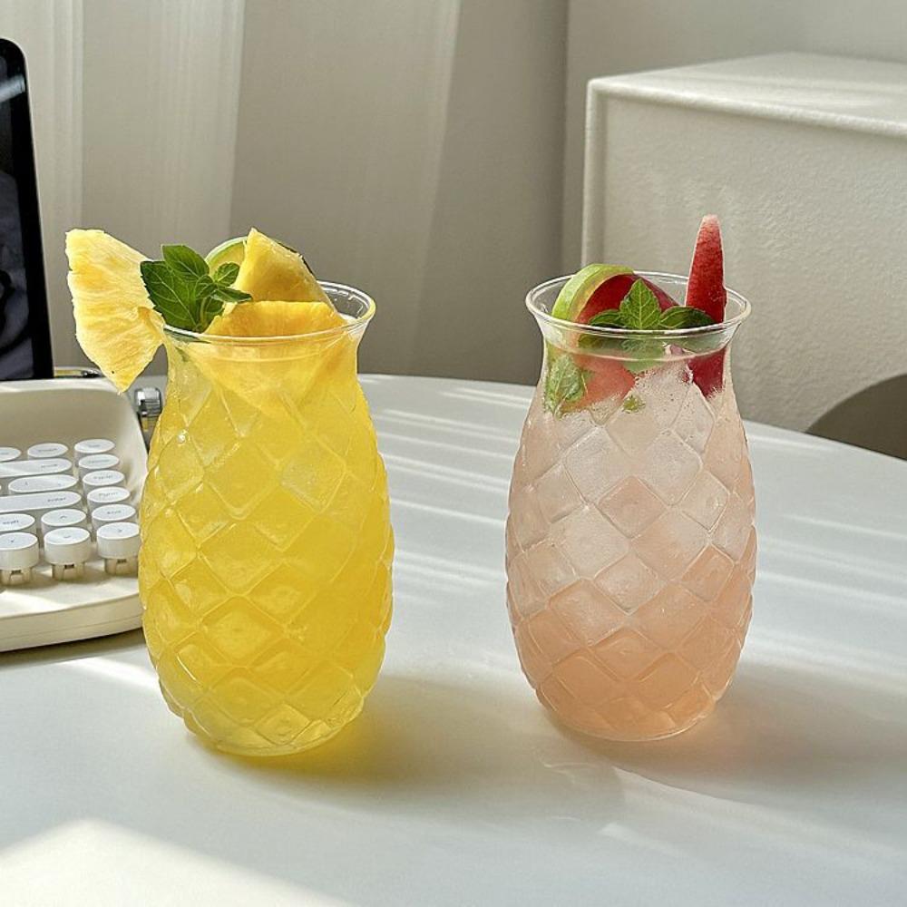 480 ML Pineapple Shaped Glass Cup Transparent Coffee Mug Bar Supplies Cold Drink Cup Home