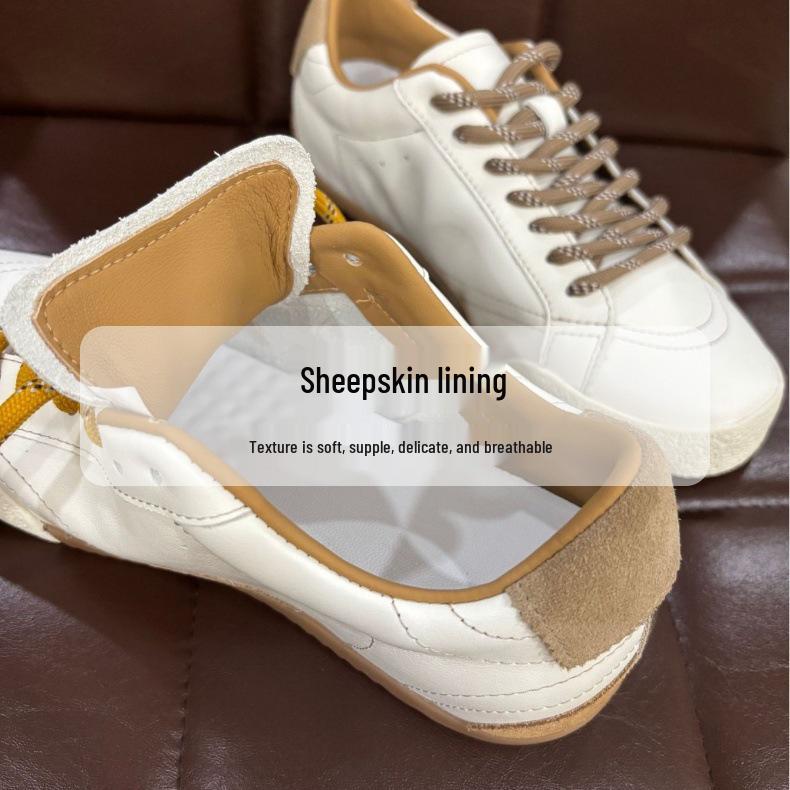 Женские осенние кроссовки «Звезда»: Верхний слой коровья кожа с подкладкой из овчины, дышащая белая мягкая подошва, повседневная обувь