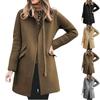 Women's Winter Warm Long Coat Classic Front Zipper Casual Blended Coat