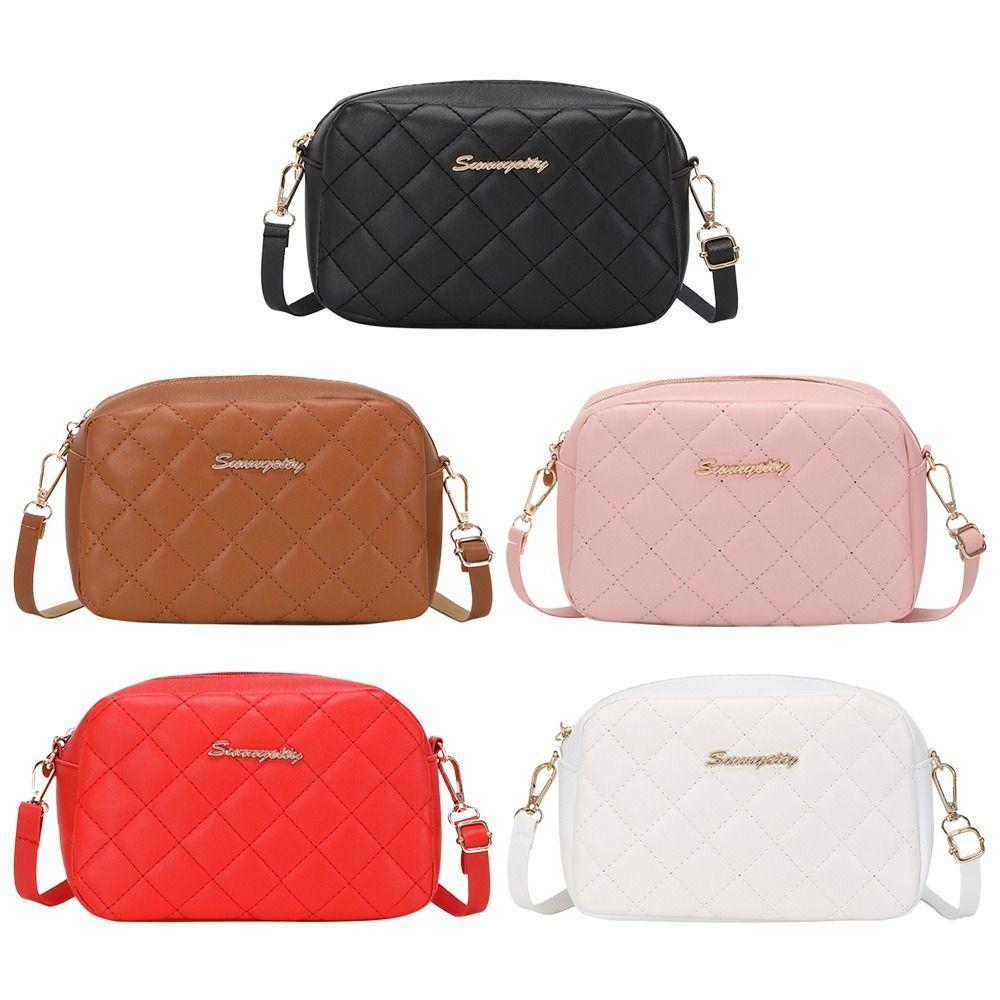 Trend Lingge Embroidery Crossbody Chain Shoulder Bag Women Messenger Bag PU Leather Handbags