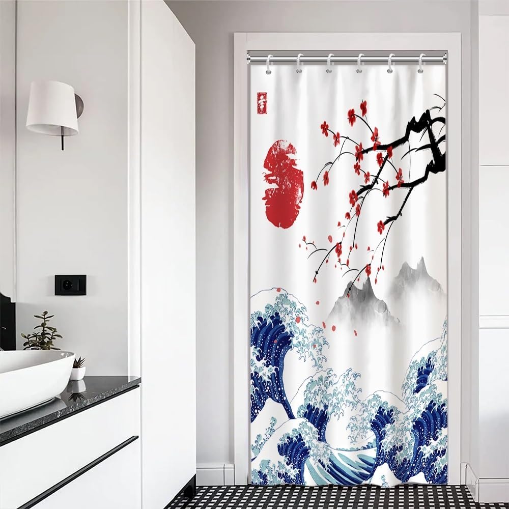 Green Bamboo Shower Curtain Bamboo 3D Printed Outdoor Bathroom Curtain Japanese Asian Zen Spa Spring Botanical Waterproof Fabric