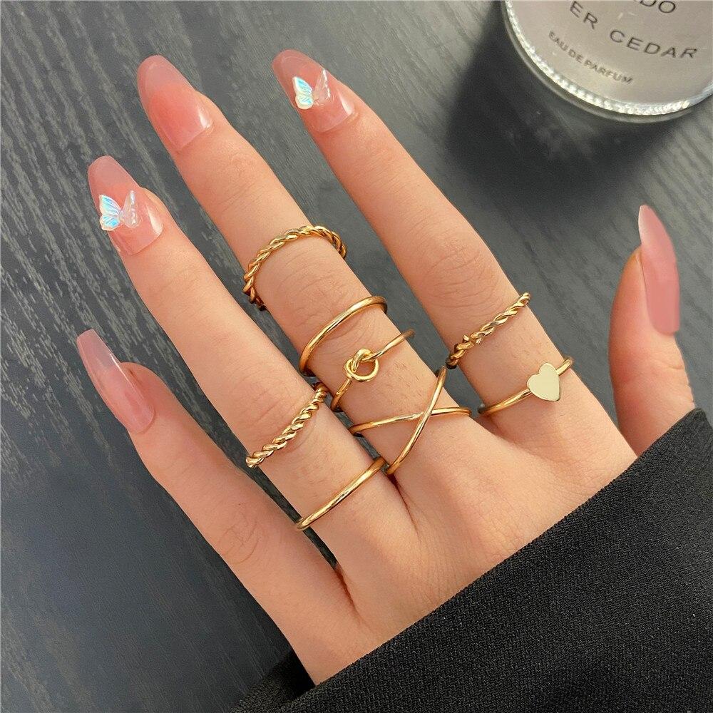iF ME Punk Vintage Silver Color Poker Billiards Ring Set for Women Gothic Heart Anillos Hip Hop Y2k Korean Fashion Male Gift Jewelry