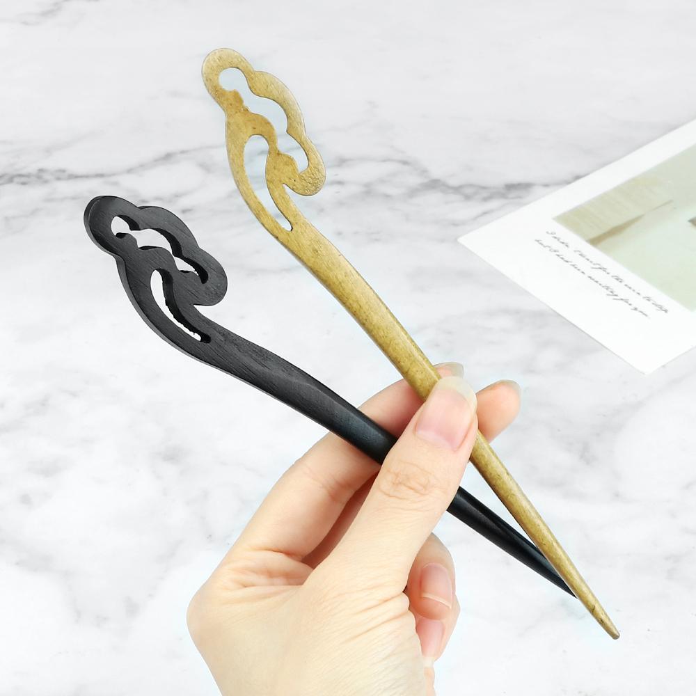 Retro Chinese Style Hairpins Women Wooden Lucky Clouds Hair Sticks Ethnic Antiquity Hair Clip Pin Girls Hair Accessories Jewelry