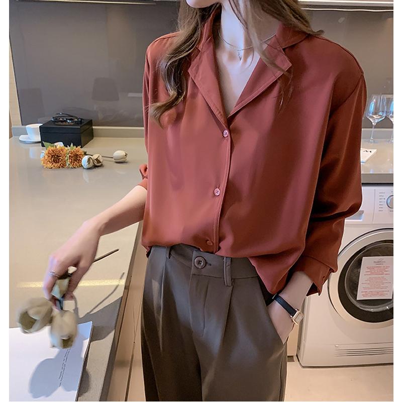 Белая рубашка, женская свободная шифоновая рубашка, рубашка на пуговицах с длинными рукавами, блузка, женская рубашка с отложным воротником, OL стиль, Blusas Ropa De Mujer