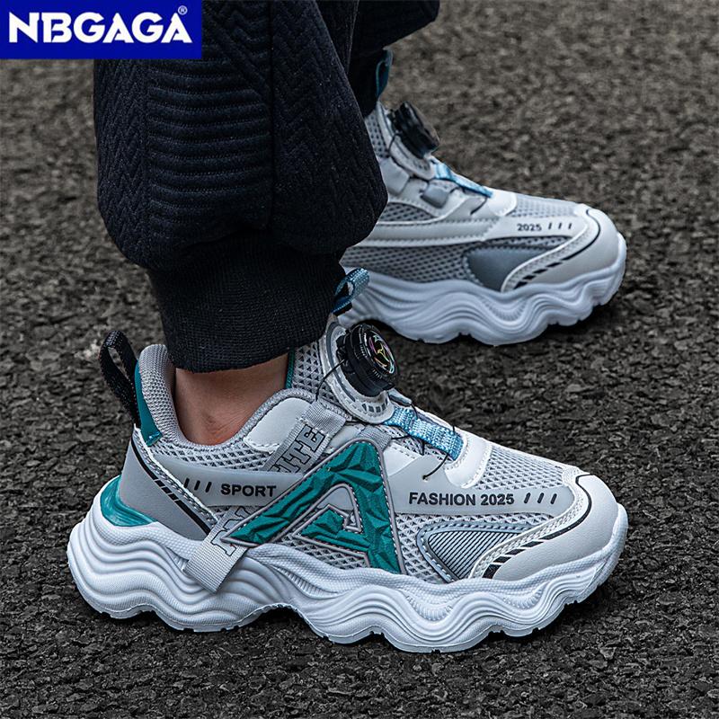 Детская мода с поворотной пряжкой, противоскользящие повседневные кроссовки, дышащая сетка, прогулочная обувь для мальчиков и девочек, спортивная обувь для тенниса на открытом воздухе