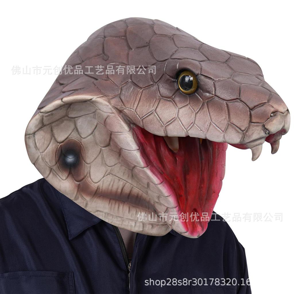 Halloween mask, scary snake, animal cobra latex headgear, carnival party mask, horror prop