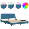 VidaXL Bed Frames with LED Lights, Upholstered Bed with Slat Base, Double Bed, Adult Bed, Modern, Blue 160x200 Cm 3213791