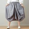 Летняя литературная свободная строчка однотонная хлопковая и льняная юбка с эластичной талией женская юбка-фонарик