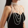 Exaggerated Handwoven Faux Pearl Body Chain, Shoulder Chain, Bra Chain, Multi-layer Tassel Necklace Jewelry Summer Beach Party Wearing
