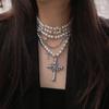 Personalized Multi-Layered Pearl Cross Pendant Necklace Clavicle Chain For Women Temperament Jewelry Accessories Gifts