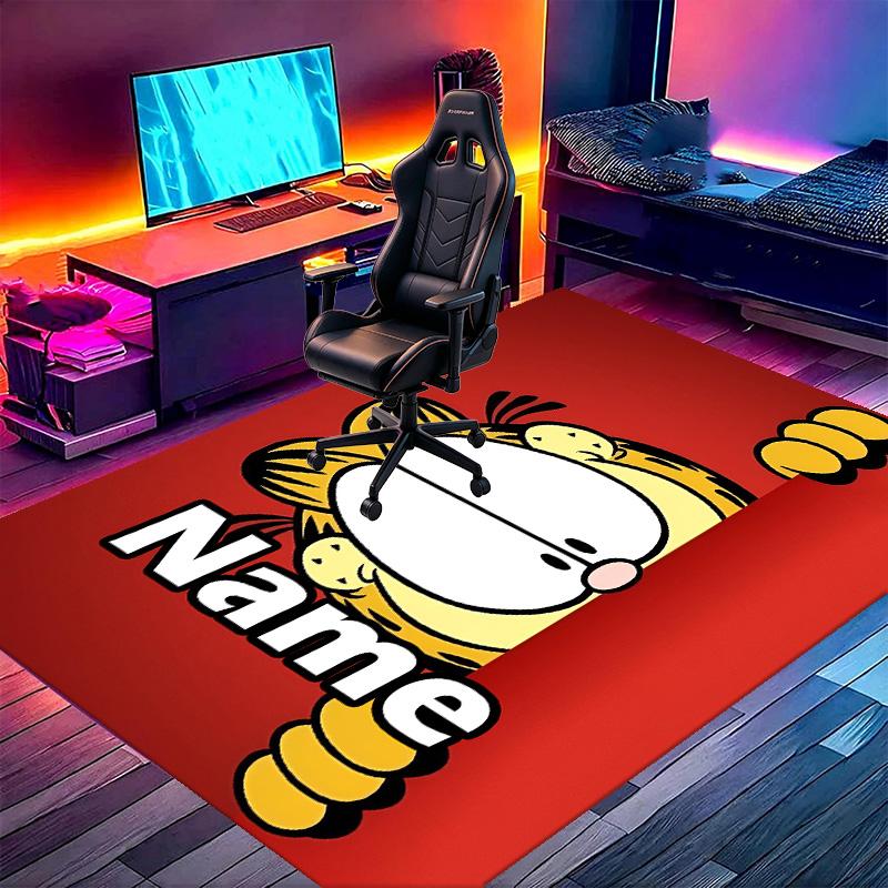 Custom Name Personalized Garfield Print Carpet, Versatile Home Decor Rug, for Playroom, Apartment, Balcony, Entryway, Hallway Gift