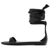 Vintage Open-Toe Flat Lace-Up Leather Sandals Women Sandals Black 3605510800
