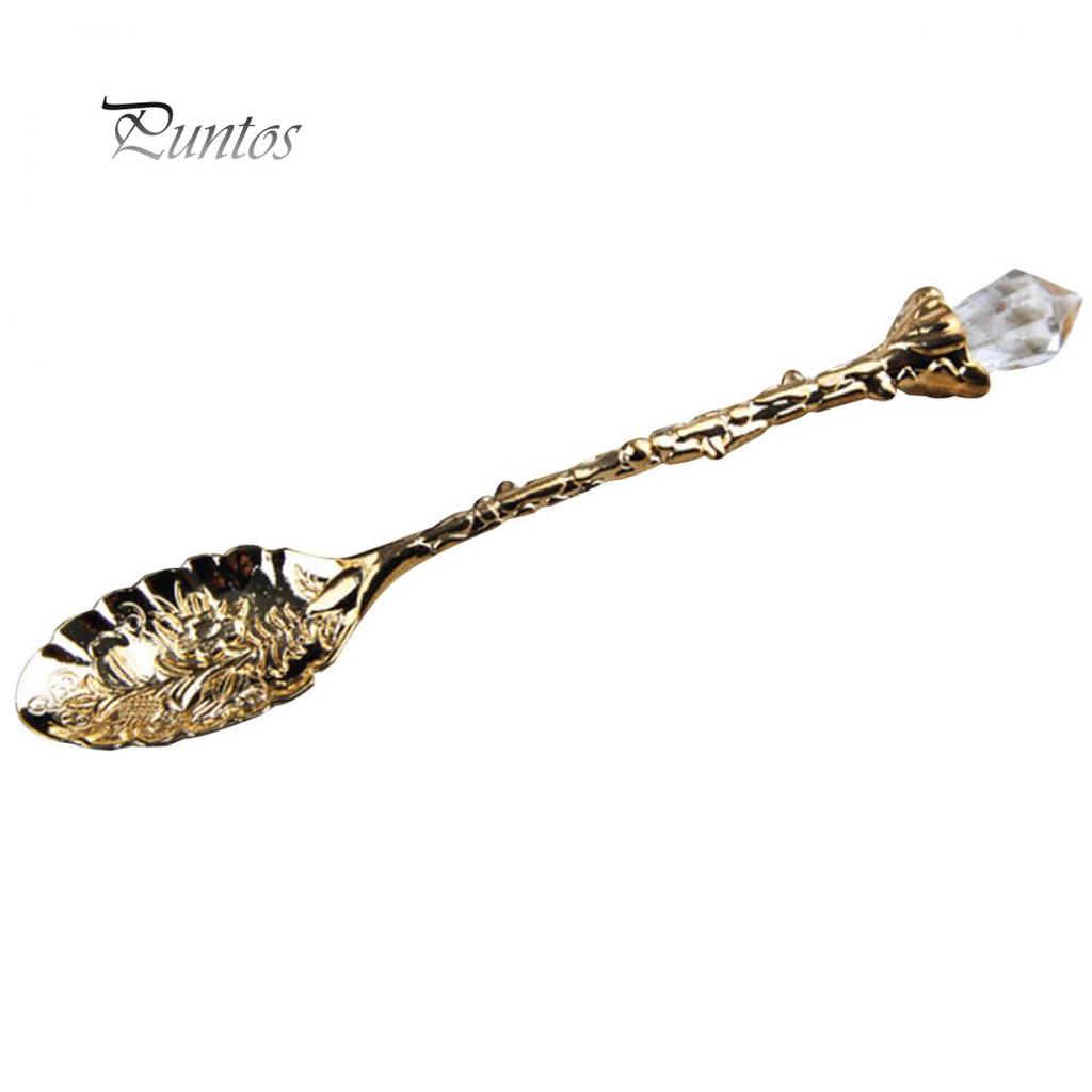 Чистые продукты, винтажная цветочная резьба, чай, кофе, десертная ложка, посуда с длинной хрустальной ручкой