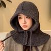 New Hat Women's Autumn and Winter Knitted Hooded Scarf Integrated Thermal Ear Hat