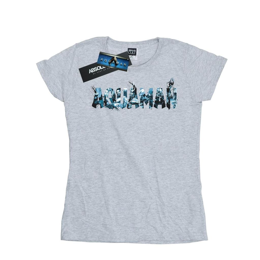 DC Comics Womens/Ladies Aquaman Text Logo Cotton T-Shirt