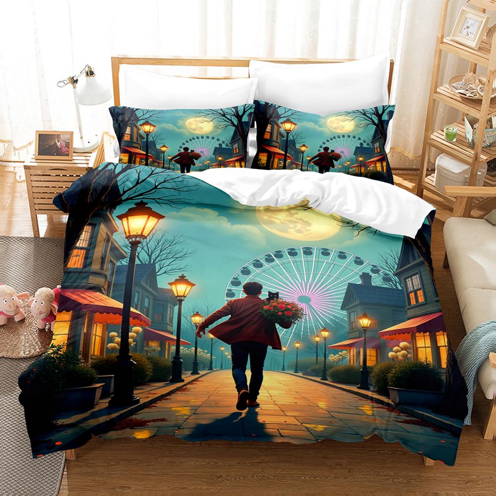 Пододеяльник на День святого Валентина Автомобиль Розово-красный Комплект постельного белья С Новым годом Покрывало Праздничные подарки Декор спальни парня