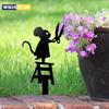 1pc Silhouette Metal Garden Post with Scissors Mouse Design, Art Deco Lawn Sign, Creative Animal Sculpture Decorations