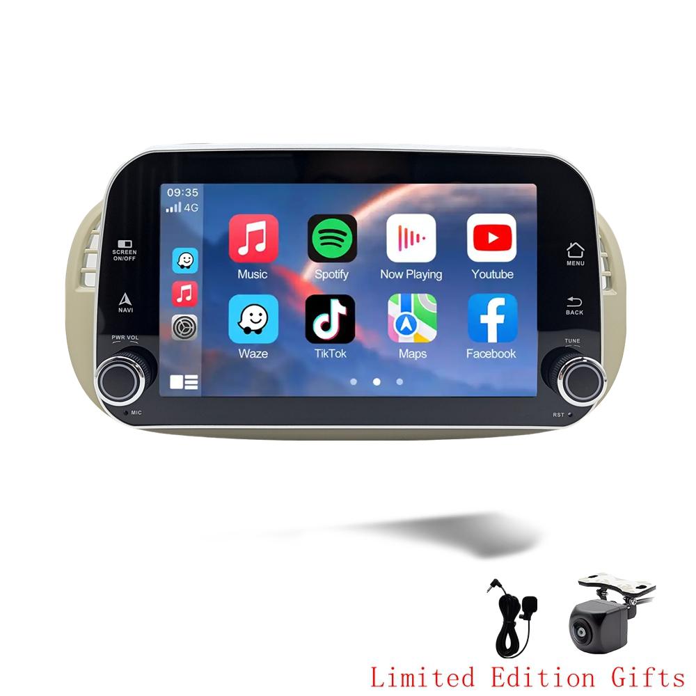 HMG Android 15 Auto Radio for FIAT 500 Abarth 2007 2008 2009-2015 Multimedia Screen Stereo GPS Wireless CarPlay Android Auto 8"