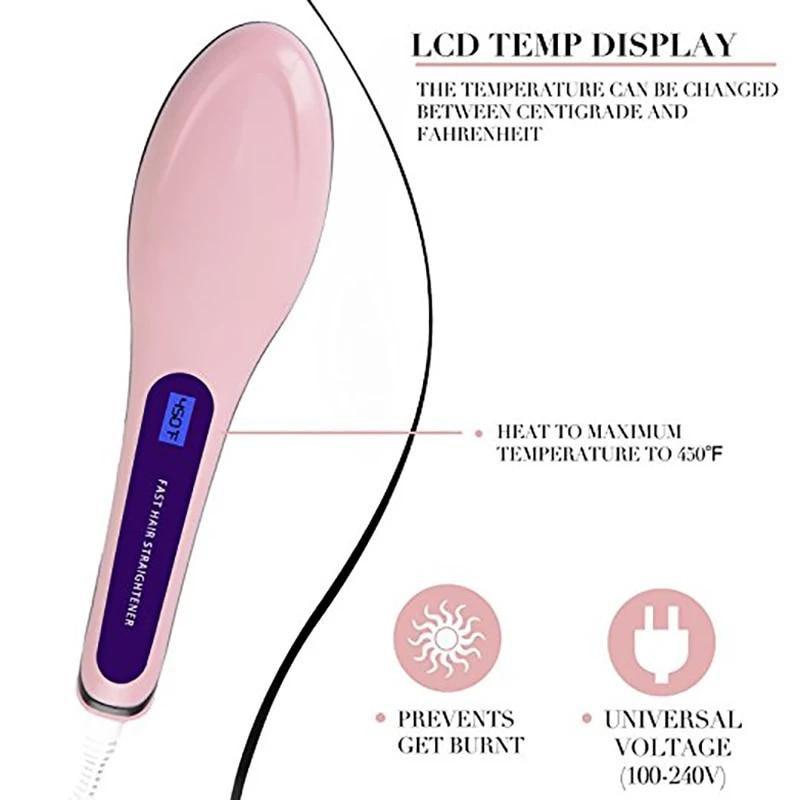 Расческа для выпрямления волос с ЖК-дисплеем, цифровая щетка, утюжок для укладки для домашнего салона, для мужчин и женщин, щетка для ухода за волосами, инструменты для завивки волос
