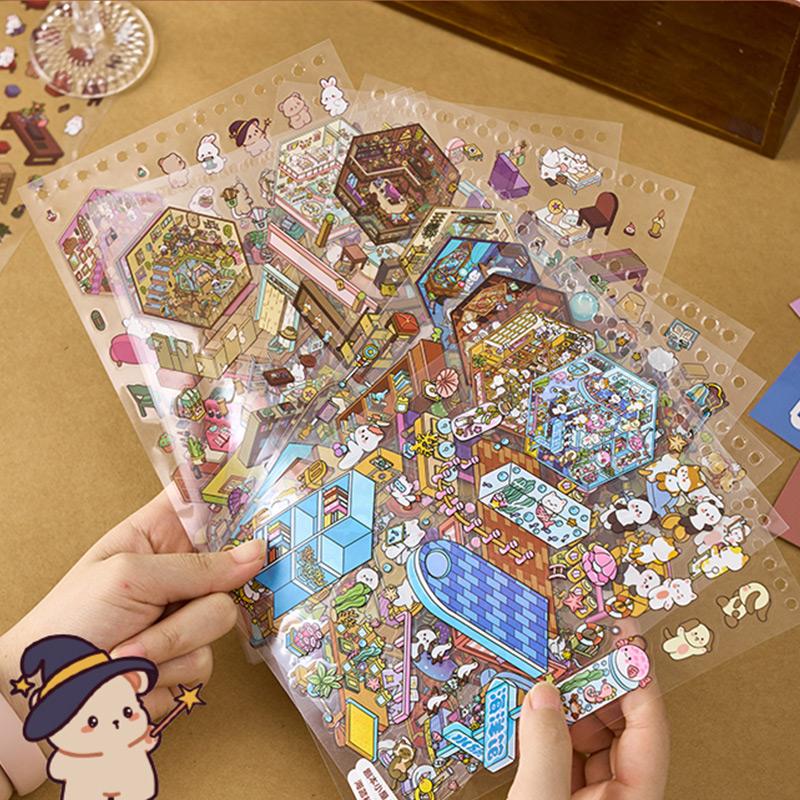 DIY 3D Stickers Landscape Stickers Collection Book Album Cartoon Scene Christmas Toy Game Festival Birthday Gift For Kid Child