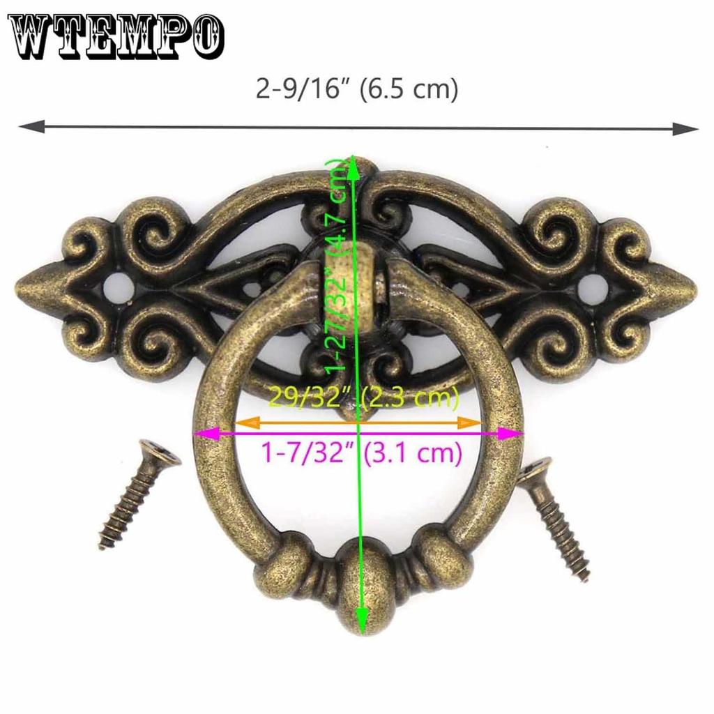 10 шт. Винтажные состаренные ручки-кольца с отделкой под античную латунь для шкафа, серванта, ящика комода, длина 2,5 дюйма (6,5 см) и Ширина 1,8 дюйма (4.7 см)