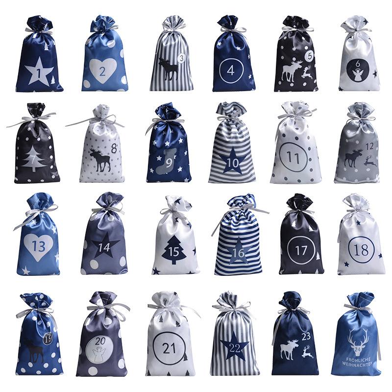 24PCS/set Christmas Bags Drawstrings Jewelry Gift Display Packing Bags Xmas Party Favor Candy Christmas Tree Decoration Bags