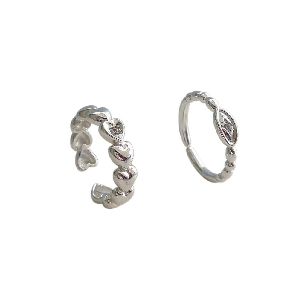 Stackable Design Heart Ring Silver Color Adjustable Ring Open Finger Ring Valentines Gift