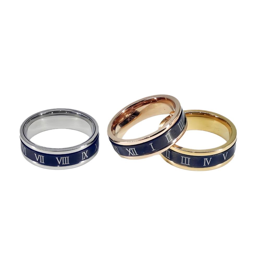 Трендовое вращающееся кольцо для пары из нержавеющей стали с римскими цифрами