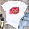 (Asian Size) Tee Top Women T Shirt Woman Flower Sweet Trend 90s Style Female Short Sleeve Clothing Print Fashion Graphic T-shirts
