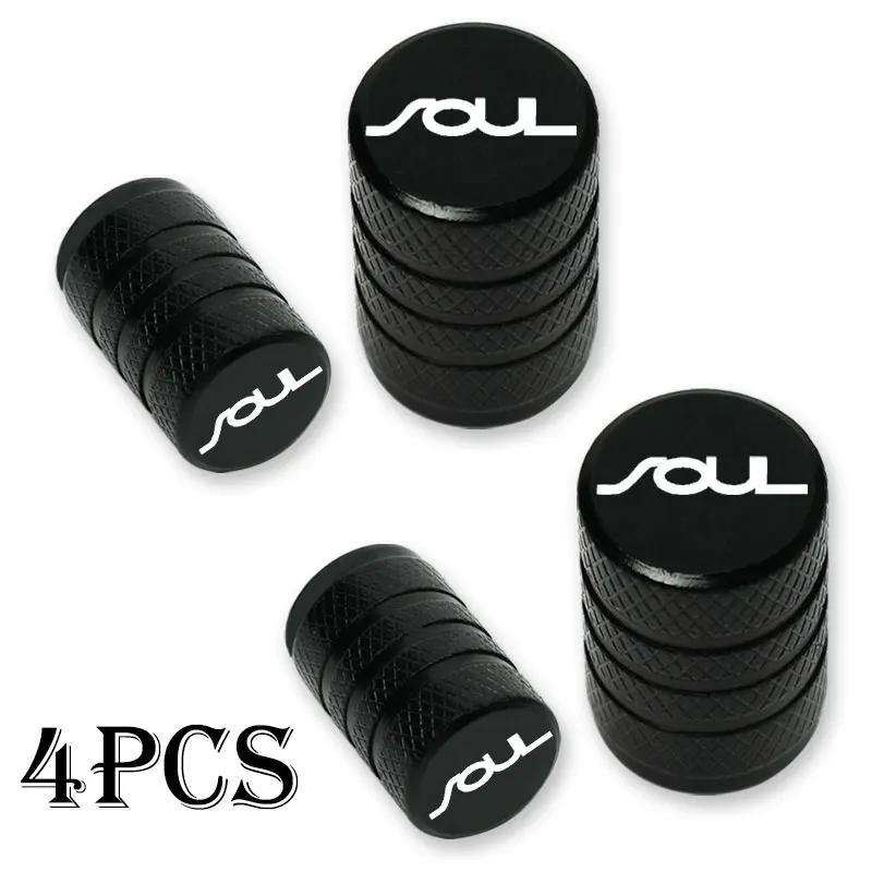 4pcs Car Wheel Tire Valve Caps Tyre Stem Covers Airdust Waterproof For KIA Soul Car Accessories