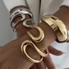 Ingemark Punk Vintage Geometric Heavy Metal Spring Bangles for Women Hip Hop Gold Color Open Cuff Bracelets Couple Men Jewelry