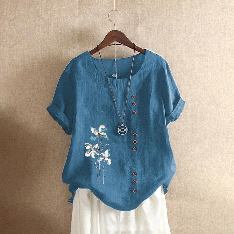 Ретро большие размеры повседневная свободная хлопковая льняная футболка с короткими рукавами женская одежда из хлопка и льна женская одежда больших размеров