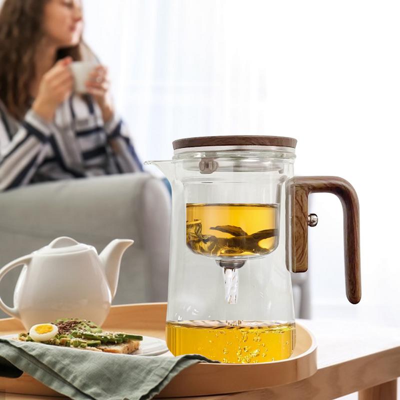 Стеклянный чайник для заваривания воды, стеклянный прозрачный чайник с деревянной ручкой, стеклянный чайник с фильтром для чайных листьев, графин, набор