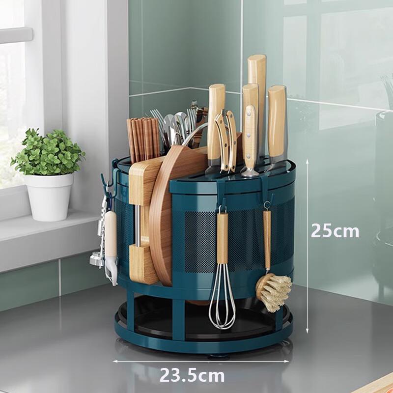 Вращающаяся многофункциональная подставка для кухонных ножей и утвари