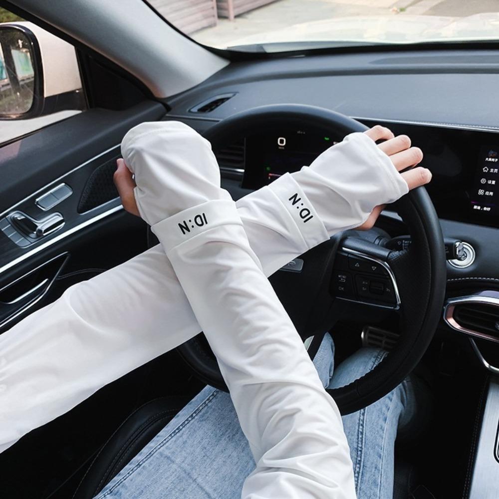 Solid Color Sunscreen Sleeves Ice Silk Ice Silk Gloves New Long Mittens Summer