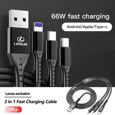 3-в-1 Кабель Micro Fast Charging Type C USB для Lexus RX300 IS200 IS250 ES350 Ct200h UX250h NX300h RX350 ES300h RX400h NX
