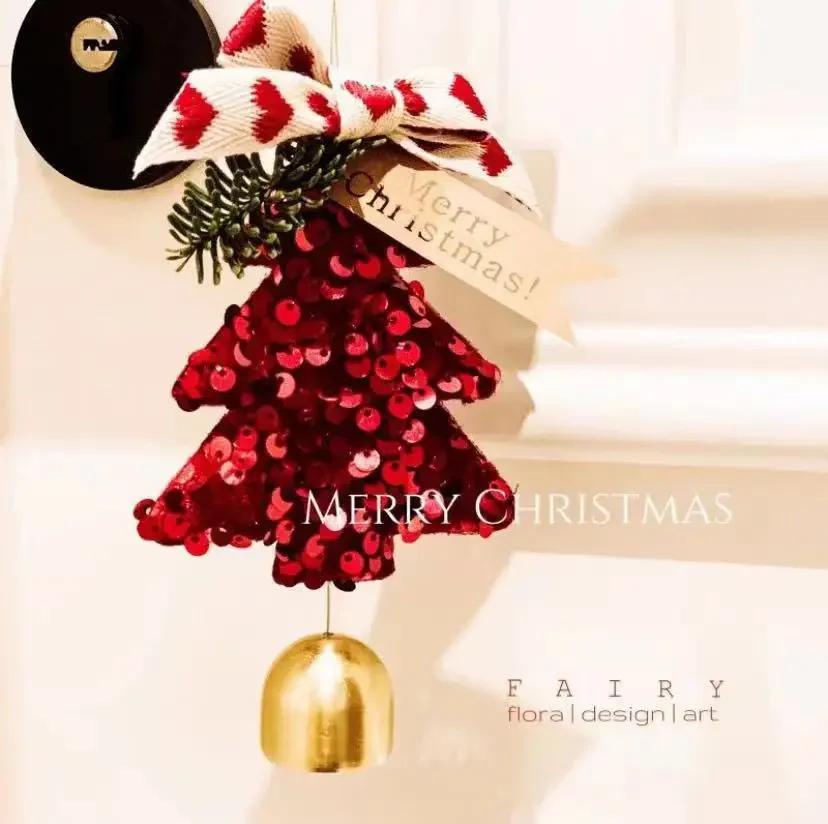 Рождественская елка колокольчик подвесные подвески веселые рождественские украшения для дома рождественский орнамент пара подарок счастливый Новый год принадлежности