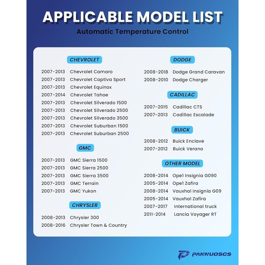 Blower Motor Resistor for Select 2007-2013 Chevy Silverado Tahoe Equinox/GMC Sierra Yukon/Buick/Cadillac/Dodge/Chrysler Replace #15141283 13598134