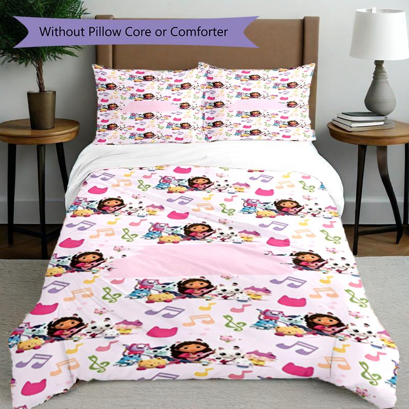 3pcs Duvet Cover Set (1*Duvet Cover + 2*Pillowcase, Without Core), Gabby's Dollhouse Print Bedding Set, Bedroom Decor, All‑Season, Birthday Gift