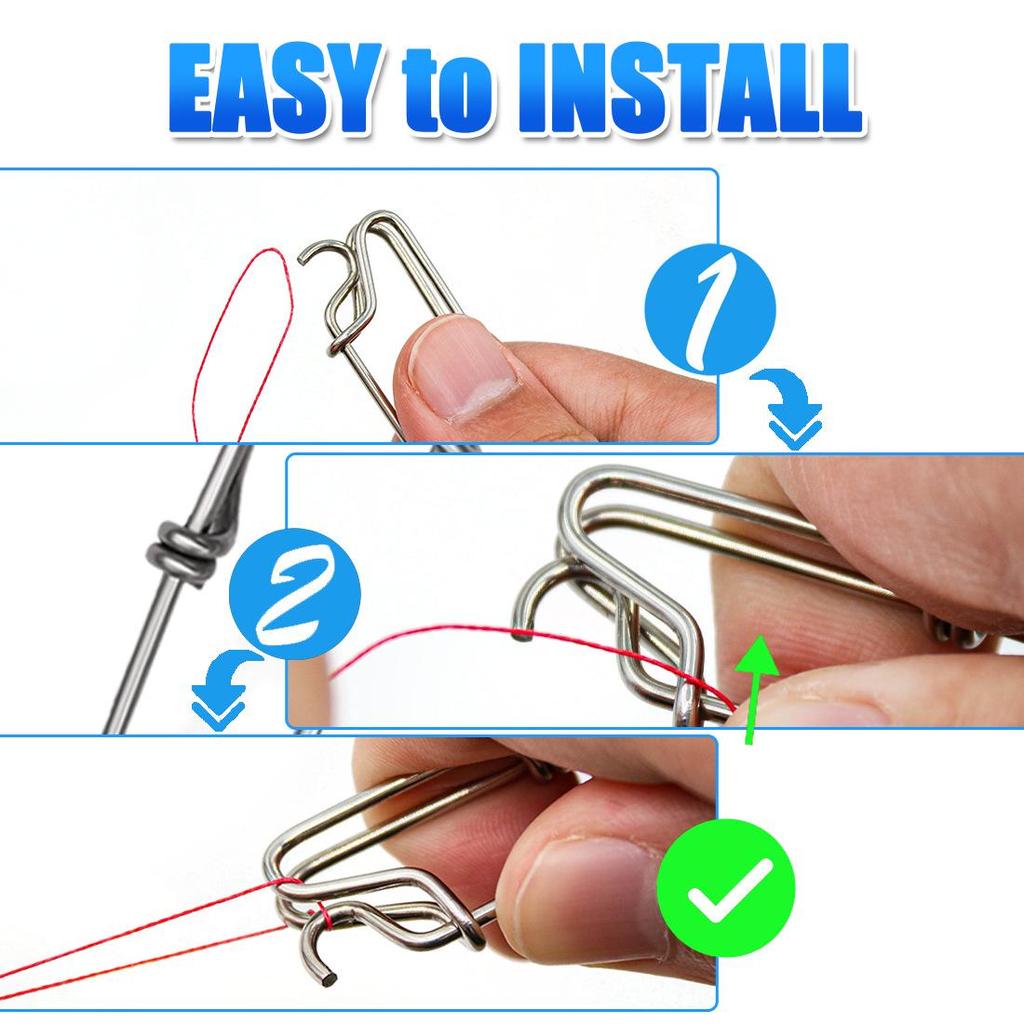 Застежка-булавка из нержавеющей стали для морской рыбалки, быстрый соединитель с высокой прочностью на разрыв - варианты с открытым и закрытым ушком