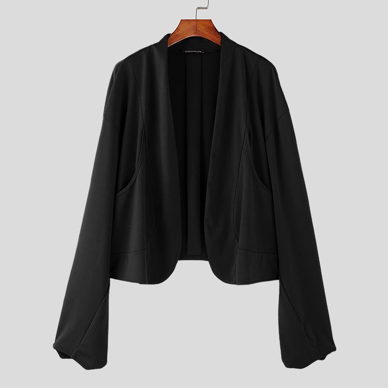 INCERUN Мужские свободные кардиганы с длинным рукавом и открытым передом, короткие пальто