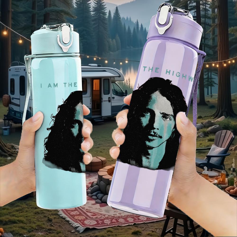 1PC Endangered dogs cage graphic print 750ml colorful plastic sports water bottle leakproof pop up lid with straw for outdoor work home use