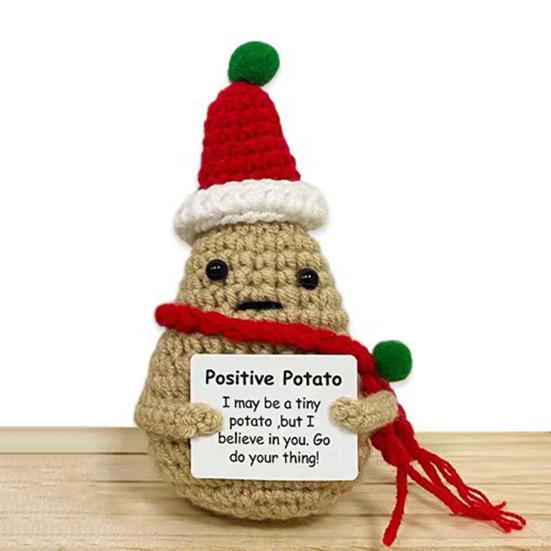 1/2 шт. вязаная крючком кукла-картошка позитивная жизнь вязаная держащаяся карточка-картошка мини рождественская настольная фигурка центральный элемент для декора вечеринки