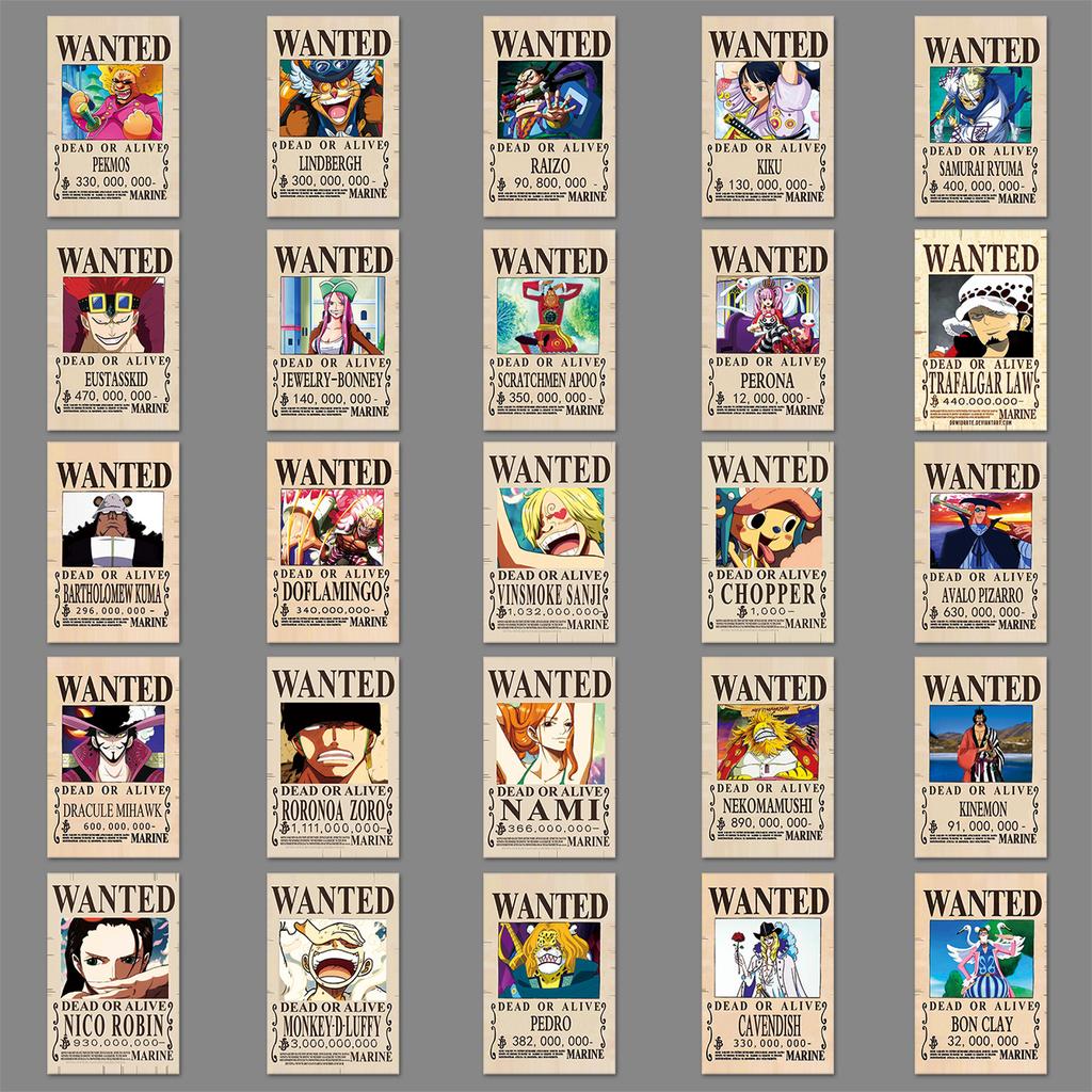 50 Наклеек-граффити с наградами за поимку из One Piece, персонализированное украшение в стиле японских комиксов, наклейки для мобильного телефона и чашки для воды