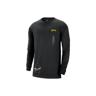 Футболка свободного кроя с круглым вырезом и принтом Nba Courtside Los Angeles Lakers, повседневная, с длинным рукавом, в американском стиле, черная DR6346-010