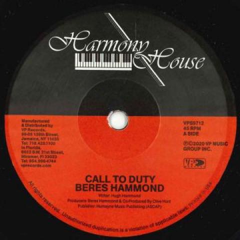 7-дюймовая пластинка BERES HAMMOND Call To Duty Survival VPS9712 Harmony House U 2020 US Reggae Ska Dub