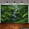 2D Enchanted Mossy Waterfall in Tropical Forest Backdrop Photo Background