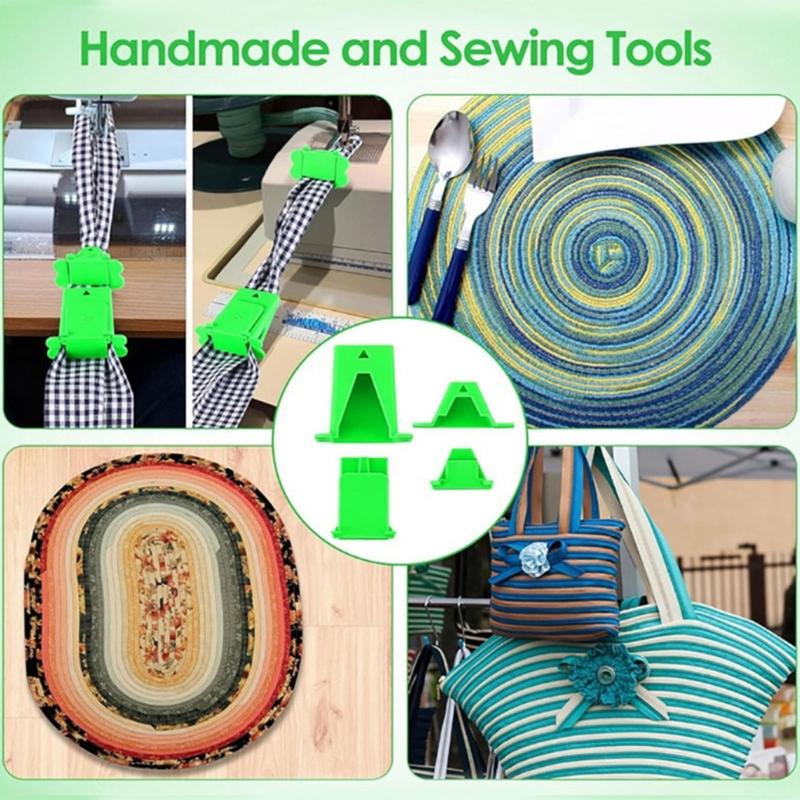 4Pcs Professional Fabric Tube Maker Plastic Sewing Rolling Tool For Handmade Bedding Rug Making Knitting Craft Project
